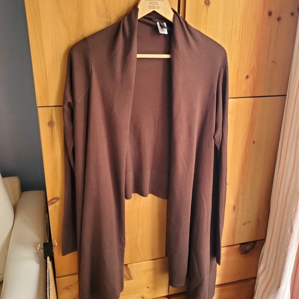 Brown Open Front Cardigan Sweater